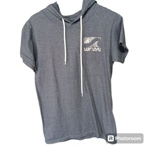Mens Surf Style Gulf Shores Alabama Gray Pullover Graphic Print Hooded Shirt S